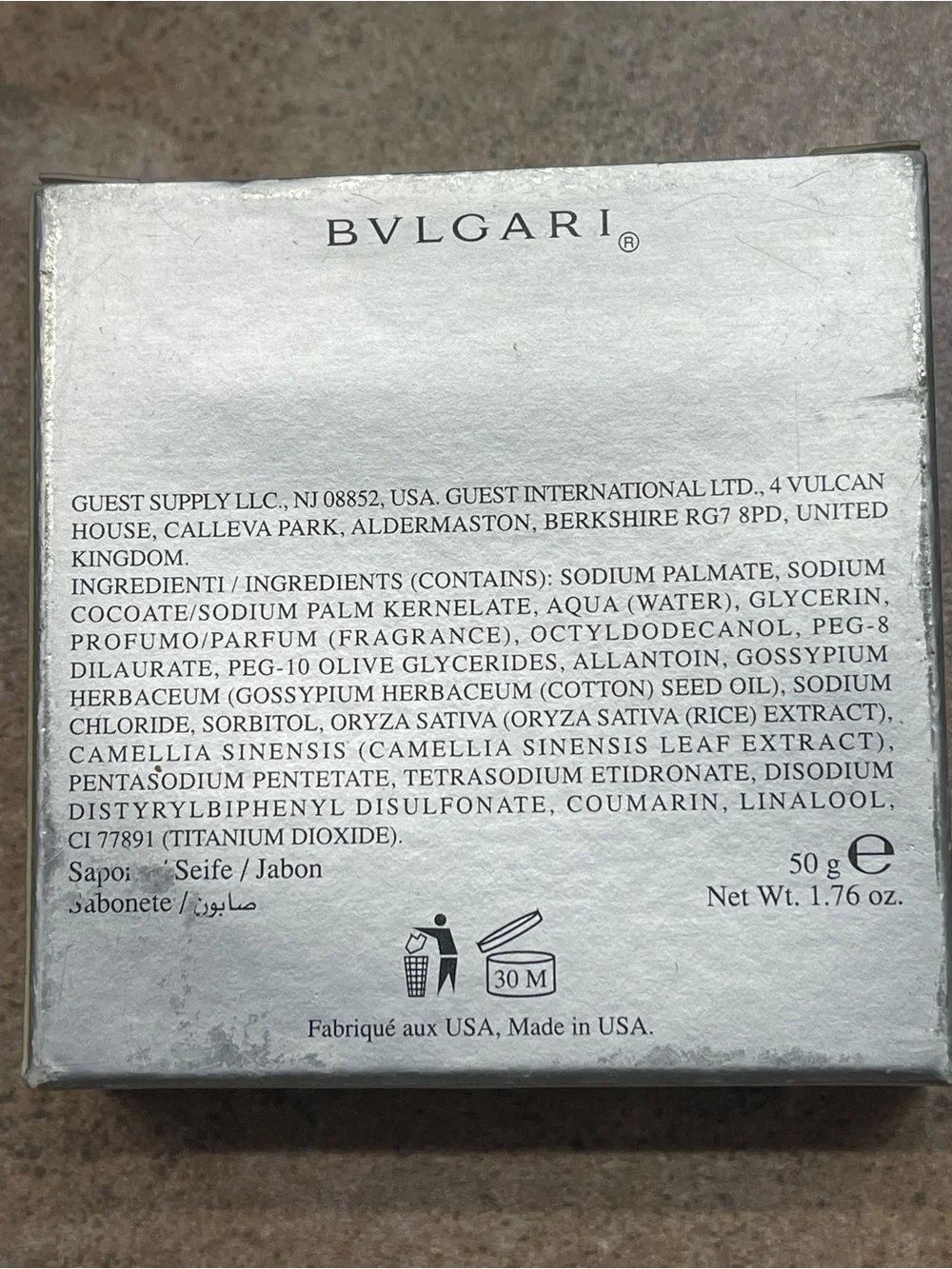 Bulgari Au Thé Blanc Women's Scented Soap - White two boxes new